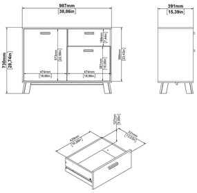 Biało-naturalna komoda w dekorze dębu 99x73x39 cm Ikast – Tvilum