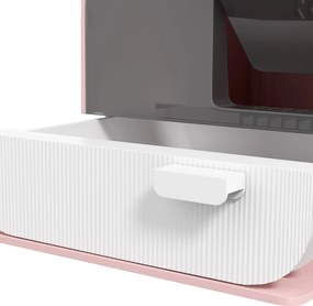 PawHut Kuweta z pokrywą, łopatką, matą łapie-żwirek, plastik, różowy/czarny