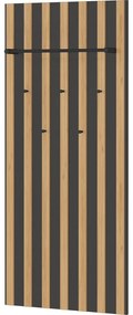 Antracytowo-naturalny panel z wieszakami do przedpokoju w dekorze dębu 64x148x14 cm Renell – Germania