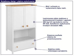 Wysoka biała komoda na nóżkach na bieliznę - SO-11