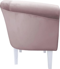 Fotel Milo tkanina Welur wygodny fotel tapicerowany do salonu i sypialni : Kolor nogi - Biała, Kolor tkaniny - VELVET - MG55, Wysokość nogi - 20 cm