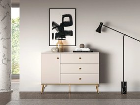 Komoda MELLANIE 1D3S 120cm kaszmir/złoty ML MEBLE