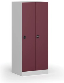 Szafka ubraniowa obniżona, 2-drzwiowa, 1500 x 600 x 500 mm, demontaż, zamek RFID, drzwi czerwone
