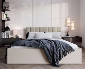 Kaszmirowe łóżko z materacem i tapicerowanym zagłówkiem 120x200 L1-B72