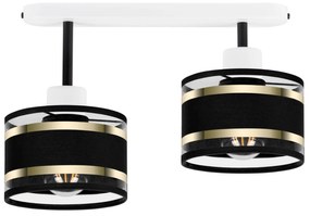 Lampa sufitowa biała dwupunktowy spot z czarnymi abażurami T-3306WE-SC