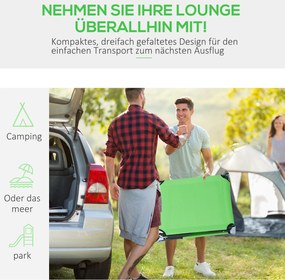 Outsunny Leżak Słoneczny z Okienkiem do Czytania i Poduszkami, Składany, Pokrycie wodoodporne, Metalowa rama, Zielony