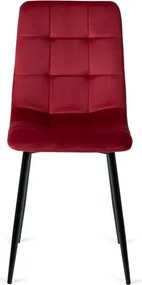 Zestaw Stół Okrągły LAUREN 90 cm Dąb Rustykalny/Czarny i 4 Krzesła PERU Bordowe