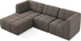 Brązowy narożnik z materiału bouclé (lewostronny/z szezlongiem) Aloha – Makamii