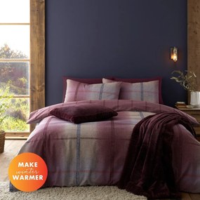 Ciemnoróżowa flanelowa pościel dwuosobowa 230x220 cm Melrose Tweed Check – Catherine Lansfield