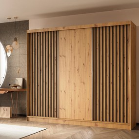 Szafa Przesuwna LAMELLO 240 cm Szafa Trzydrzwiowa Dąb artisan