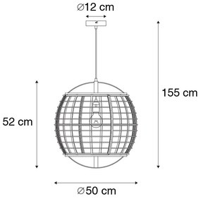 Orientalna lampa wisząca brązowa 50 cm - PascalKolonialny Oswietlenie wewnetrzne