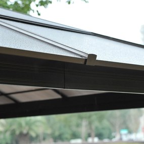 Outsunny Pawilon ogrodowy hardtop 4 2x3 6 m z zasłonami i moskitierą aluminiowa konstrukcja brąz kremowy | Aosom PL