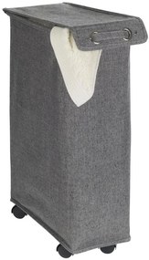 Kosz na pranie z pokrywą i kółkami, wąski pojemnik tekstylny - 43 l, 60 x 18,5 x 40 cm, WENKO