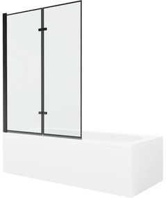 Mexen Vega wanna prostokątna 170 x 70 cm z obudową i parawanem 2-skrzydłowym 120 cm, czarny wzór - 550117070X9212027070