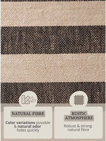 Czarny/kremowy chodnik z juty dwustronny/tkany ręcznie 80x200 cm Playa – Hanse Home