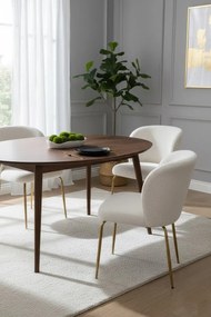 Kremowe krzesło tapicerowane tkaniną boucle A3-K63