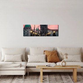 Obraz  - Na Moście Karola (z zegarem) (90x30 cm)
