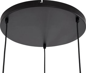 Lampa wisząca Japandi czarno-złota z beżowym kloszem 3-punktowa - Pluni