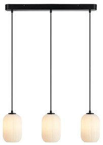 Czarno-biała lampa wisząca ze szklanym kloszem 14x72 cm Cava – Markslöjd
