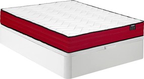 Zestaw 160 x 200 cm stelaż skrzyniowy biały + materac sprężynowy kieszeniowy gr. 20 cm - JUBIA od YSMÉE