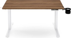 Biurko elektryczne z regulacją wysokości ergonomiczne białe/orzech,1200x600 mm: ARIA