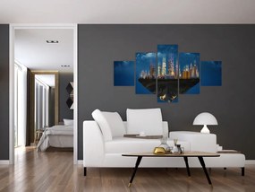 Obraz - Wielkie miasto unoszące się w kosmosie (125x70 cm)
