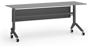 Mobilny stół PRIMO MOVE, 180x60 cm, czarna podstawa, grafit