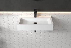 Umywalka ścienna PB2142 z odlewu mineralnegoBiały mat - 60 x 42 x 10 cm