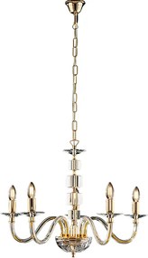 Żyrandol Franz Gold z przezroczystym szkłem i kryształkami, 5 świateł, 110 Ø60, BL275-5-OR