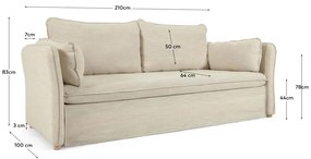 Szarobeżowa rozkładana sofa 210 cm Tanit – Kave Home