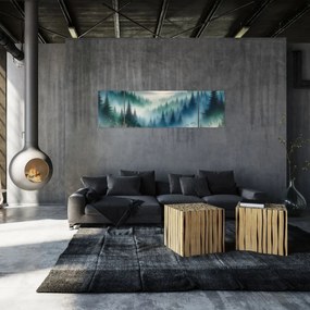 Obraz - Leśny krajobraz z mgłą (170x50 cm)