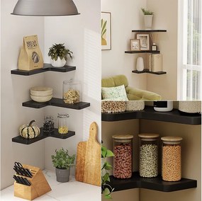 Półka narożna czarny 40.5x28.5x2.5 curva