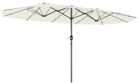Outsunny Podwójny Parasol 436 x 260 cm, Stal z Ochroną UV z Korbką, Beżowy