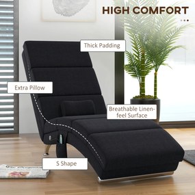 HOMCOM Fotel masujący, relaksacyjny, z funkcją leżenia i 8 punktami wibracyjnymi, 5 trybami, 56 x 168 x 84 cm, Czarny