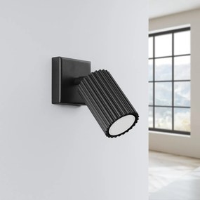Kinkiet KARBON czarny ryflowany z regulowanym kloszem SOLLUX  LIGHTING