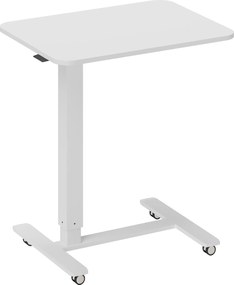 HOMCOM Biurko stojące z regulowaną wysokością na 4 kółkach w kształcie litery C, Białe, 65 cm x 48 cm x 70-110 cm