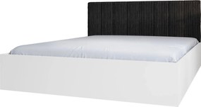 Białe łóżko z czarnym zagłówkiem sztruksowym 140x200 G9-N44