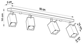 Szara lampa punktowa 6x80 cm Toscana – Nice Lamps