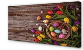 Zdjęcie na płótnie Jajka i Tulipany na Deskach