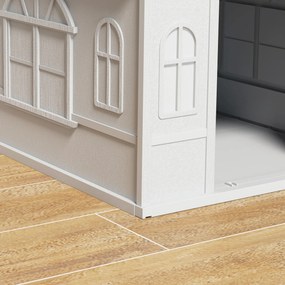 PawHut Buda dla psa z dachem dwuspadowym, odporna na warunki atmosferyczne, z tworzywa sztucznego, 65 x 75,7 x 63 cm, Szary