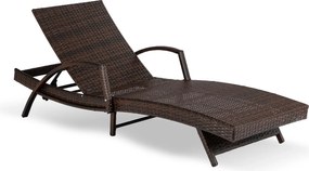 Leżanka ogrodowa z regulowanym oparciem Vibe, brązowy technorattan, szara poduszka