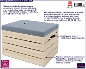 Sosnowa Skrzynia Z Siedziskiem 38 Kolorów P0-N53