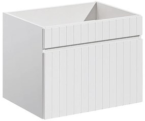 Szafka pod umywalkę wisząca ryflowana biała - 60 cm - SATARA