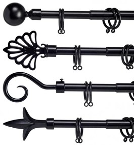 Karnisz metalowy czarny VALANCE GLOBE 170-320 cm