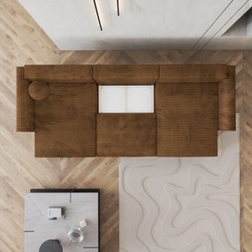 Masseno Narożnik FENTO z funkcją spania i pojemnikiem na pościel Narozniki U, Rozkładana sofa - Miedziany, TILIA 56