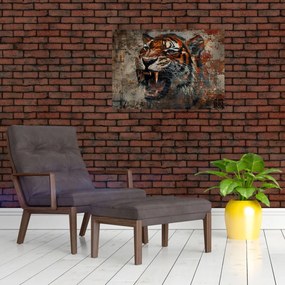 Obraz - Tygrys z cegieł (70x50 cm)