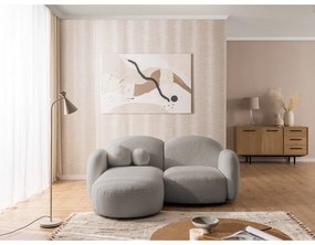 Szary narożnik z materiału bouclé (lewostronny/z szezlongiem) Orbit – Ropez