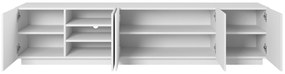 Szafka RTV Asha 200 cm pięciodrzwiowa z ryflowanym frontem - biały mat