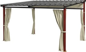 Outsunny Pergola aluminiowa 345 x 300 x 215-255 cm Zdejmowane zasłony Składana Regulowana wysokość Beżowy Aluminium stal | Aosom PL