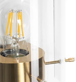 Vintage Lampa ścienna mosiądz z dymionym szkłem - Vidra